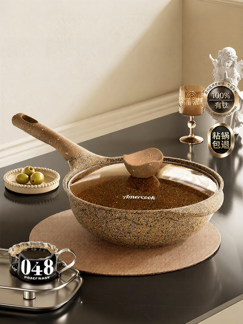 กระทะและหม้อทำครัวเคลือบกันติด Amercook ทรงลึกเคลือบหินแกรนิต Non-Stick ราคา 3,439 บาท*ส่งฟรี