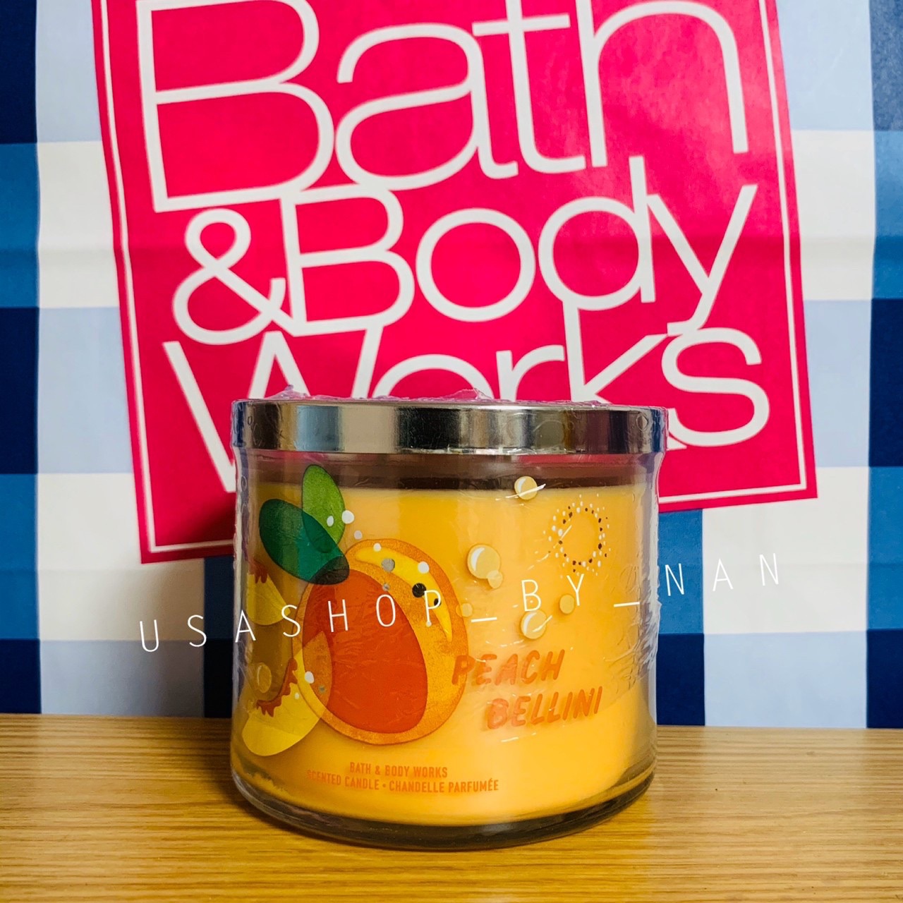 Bath & Body Works Peach Bellini 3 Wick Scented Candle 14.5 oz 
