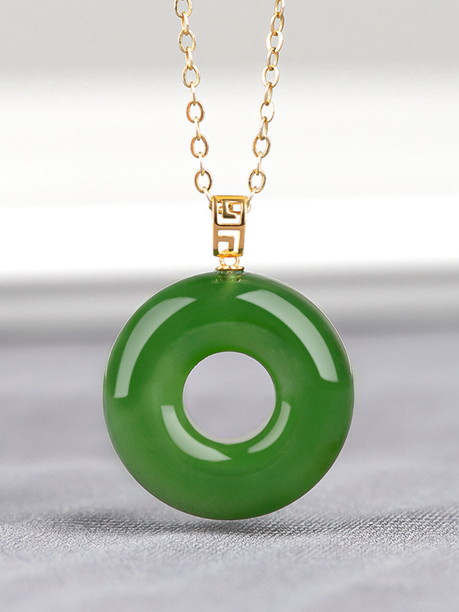 สินค้าแท้จากธรรมชาติวัสดุเก่าแก่หยกเขียวเหอเถียนเหอเถียนจี้ห้อยคอแฟชั่นฝัง18K พร้อมใบรับรอง ราคา 2,931 บาท*ส่งฟรี