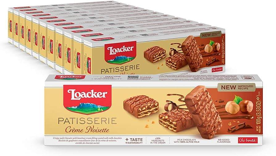 Loacker Patisserie Snack Crème Noisette เวเฟอร์ล็อคเกอร์เคลือบครีมช็อค ...