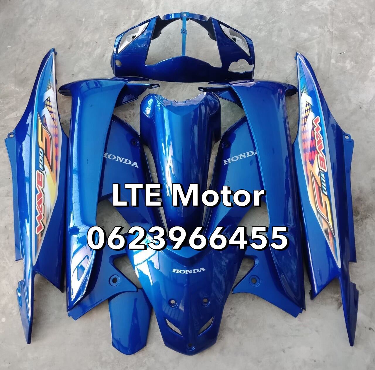 ชุดสี เฟรม เวฟ 100s honda wave 100s w100s ปี 2005 ครบคัน 10 ชิ้น สีน้ำเงินแก้ว พร้อมส่ง ราคา 2,550 บาท*ส่งฟรี