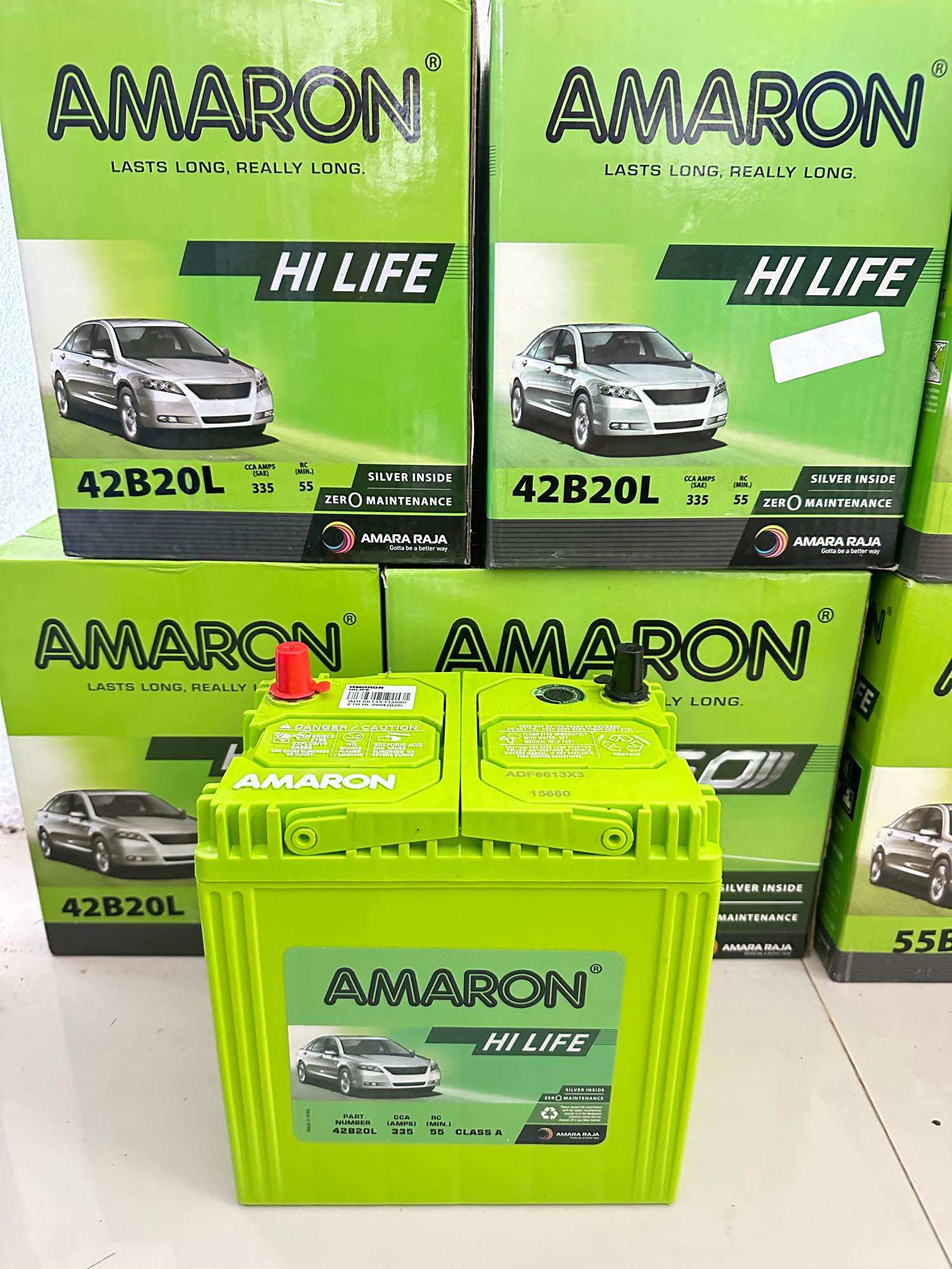Amaron แพ็คเก็จใหม่รุ่น42B20L (รับประกัน 2 ปี) ขนาดยาว20 กว้าง13 สูง23 เซนติเมตร Honda city, Jazz, Brio, amaze, Freed, mobilio, Mitsubichi Mirage, At ราคา 2,180 บาท*ส่งฟรี