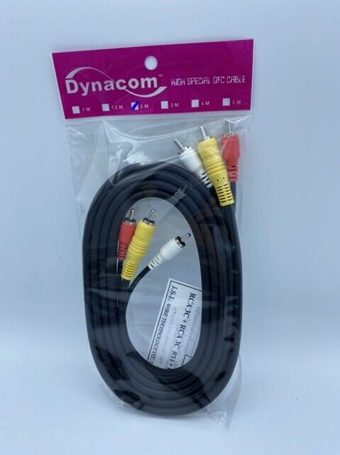 Dynacom สายสัญญาณRCA Dynacom 6หัว ได้ทั้งภาพและเสียงทองแดงแท้ ความยาว 2เมตร