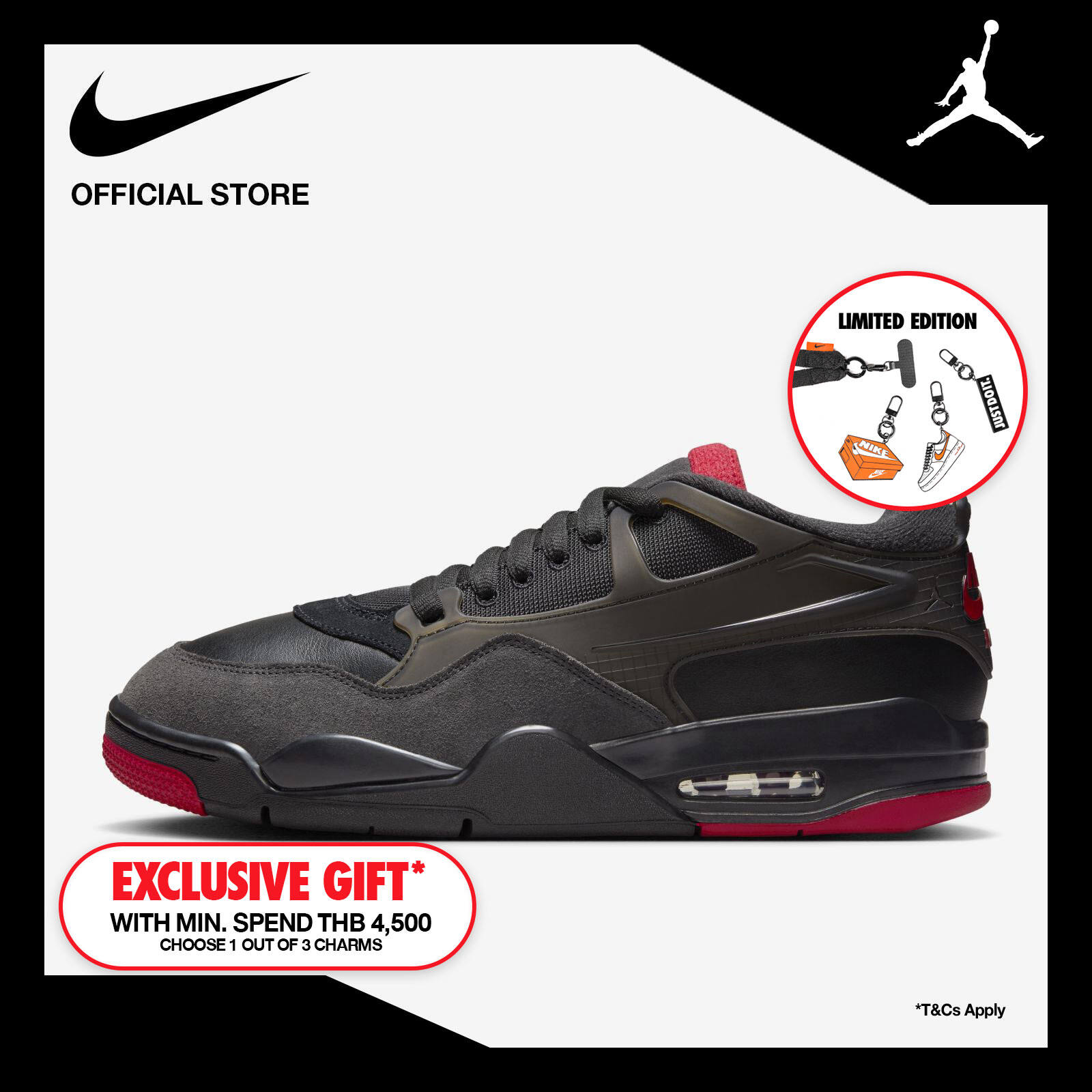 Nike Men's Air Jordan 4 RM Shoes - Black ราคา 5,400 บาท*ส่งฟรี