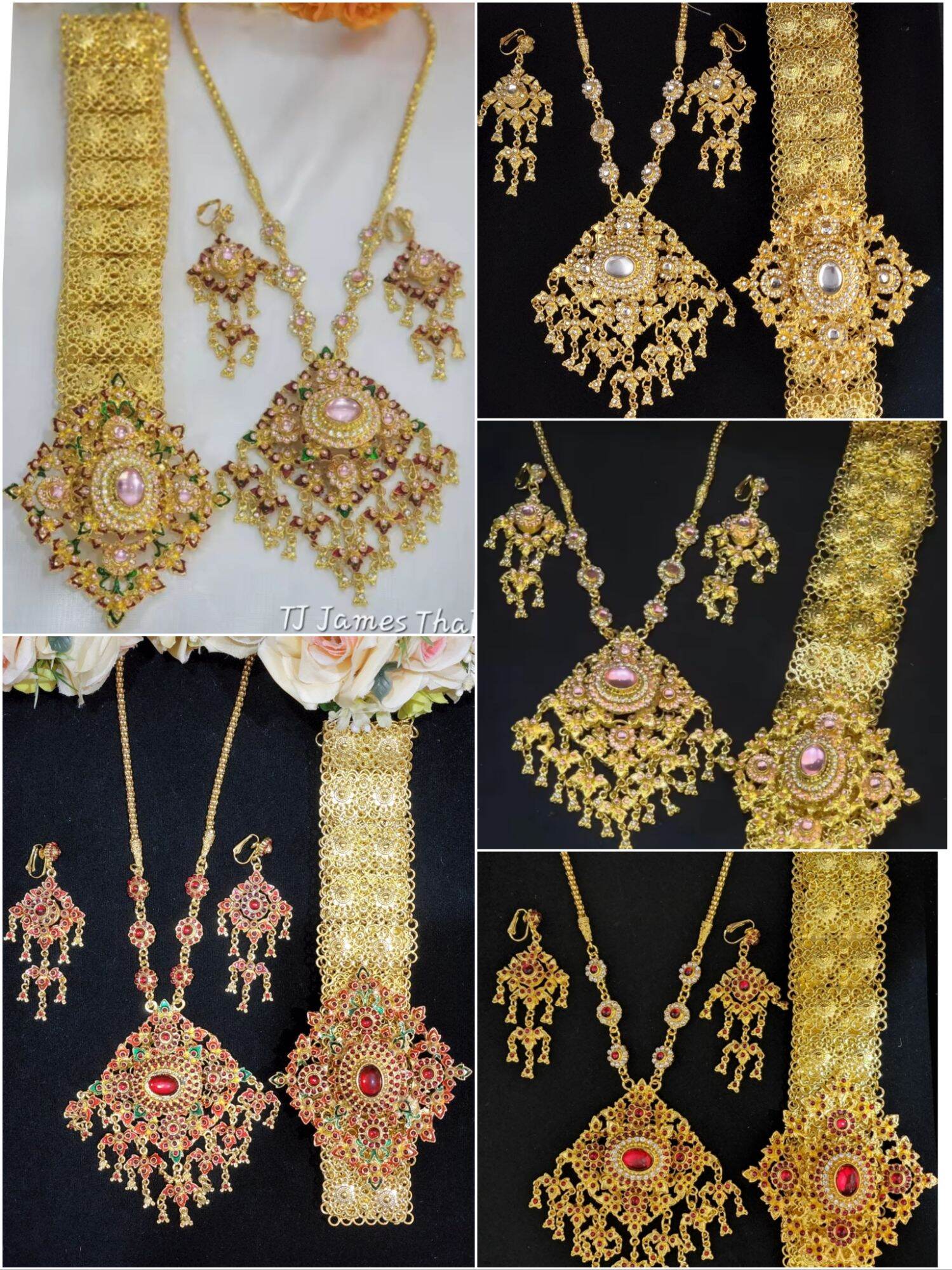 เครื่องประดับชุดไทย เครื่องประดับชุดไทยจัด ครบเซต สร้อย ต่างหู