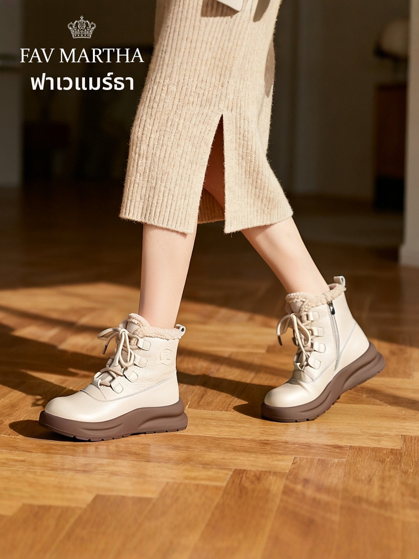 Luxury Insulated Leather Ankle Boots 1st Layer Cowhide ราคา 8,196 บาท*ส่งฟรี