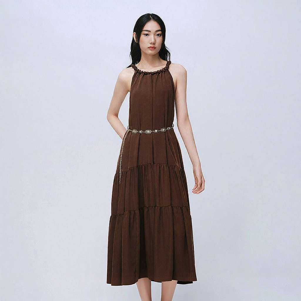 HOPESHOW | Summer New Style Lace-Up Scoop Neck Sleeveless A-Line Dress ราคา 5,838 บาท*ส่งฟรี