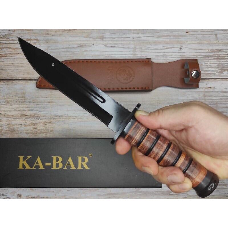 มีดพกทหาร USMC ฟูลไซด์ 7 นิ้ว ยี่ห้อ KaBar รุ่น 1217 ทรงโบวี่ ใบดำ
