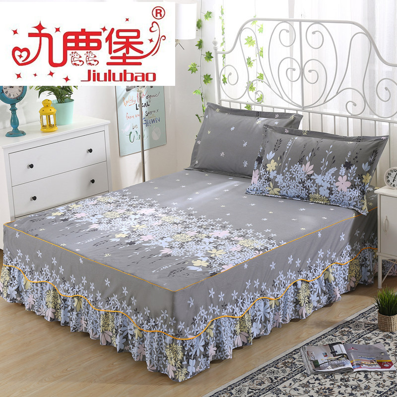 กระโปรงเตียงคู่ยี่ห้อจิ่วลู่เป่าผ้าคลุมเตียงเกาหลีซิมมอนส์ผ้าคลุมเตียงผ้าปูที่นอนผ้าปูที่นอน1.8/1.5/1.2ม