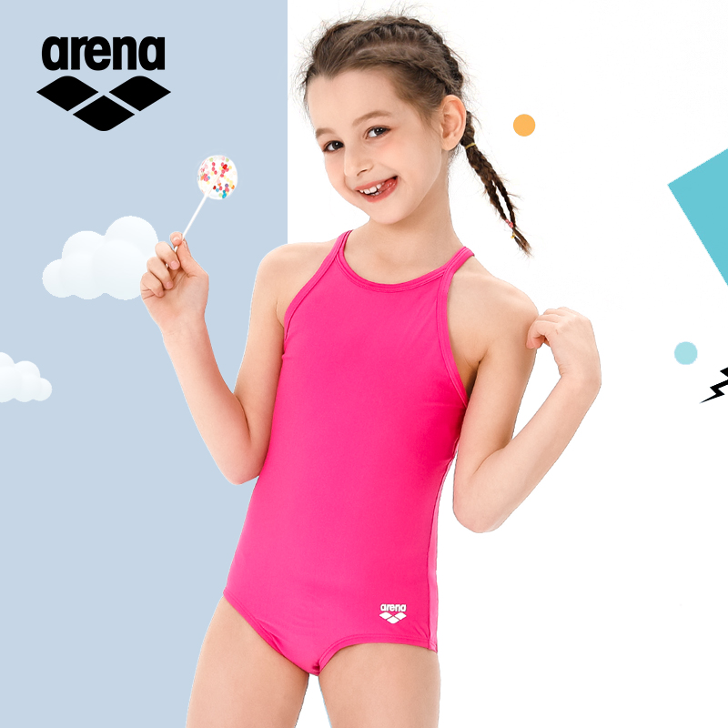 ARENA Arena เคาน์เตอร์ของแท้เด็กผู้หญิงชุดเสื้อผ้ายืดหยุ่นสูงเรียบง่าย Schick ชุดว่ายน้ำเด็กสายเดี่ยว TRIANGLE ชุดว่ายน้ำ