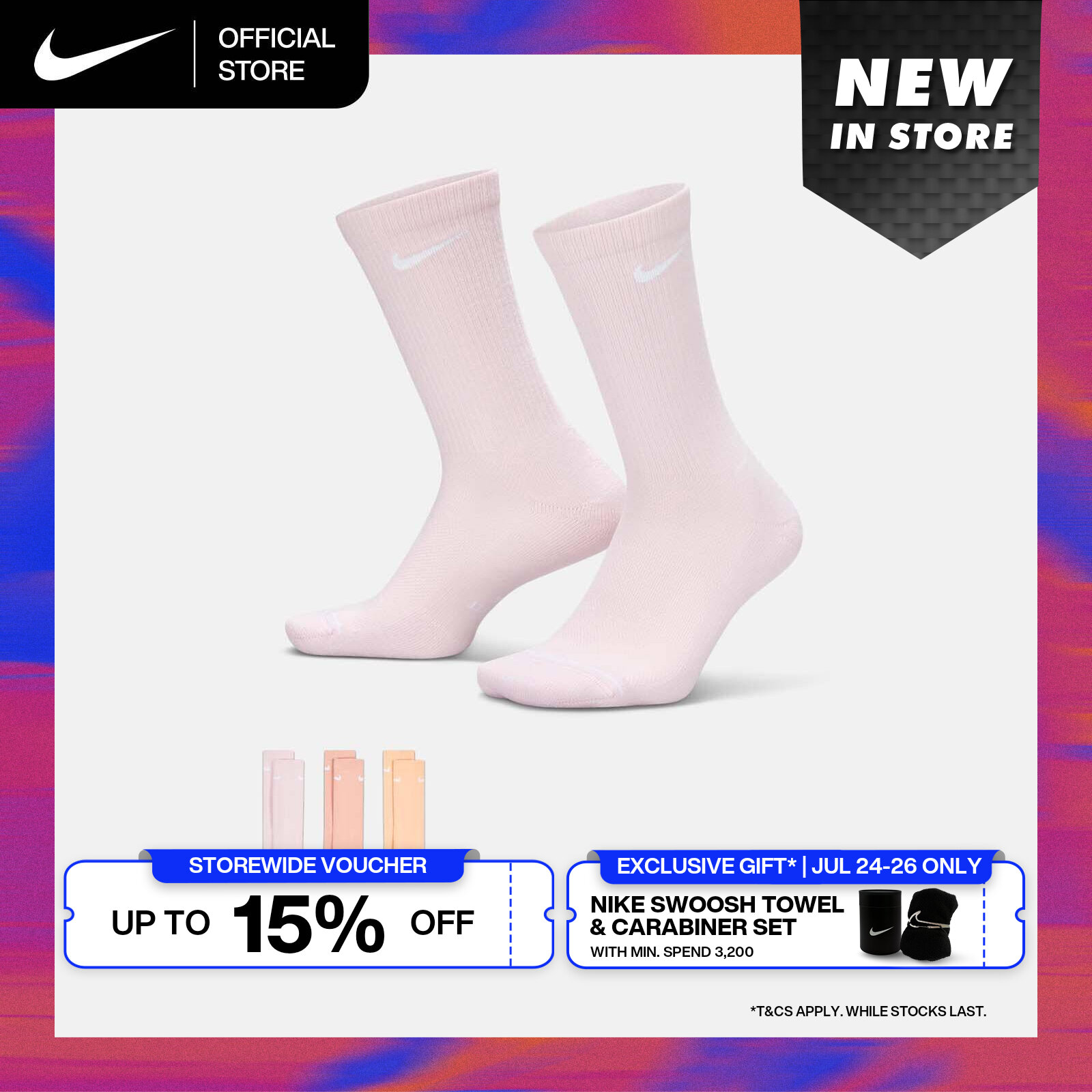Nike Everyday Elevated Crew (3 Pairs) Socks - Multi-Color [HQ4335-908] ราคา 750 บาท*ส่งฟรี