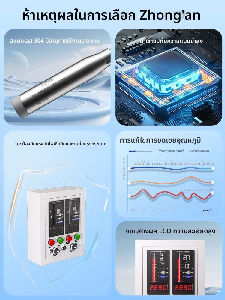 ZHONGAN | Smart Electronic Water Level Control Box with Alarm and Submersible Level Transmitter ราคา 764 บาท*ส่งฟรี