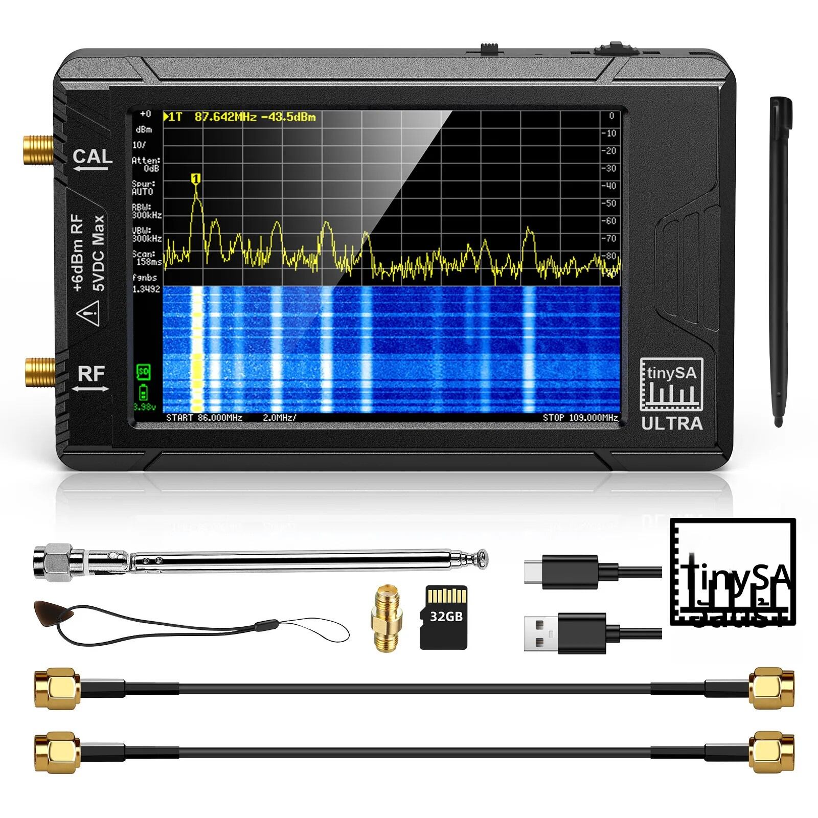 ใหม่มือถือ Tiny Spectrum Analyzer TinySA ULTRA 4 "จอแสดงผล 100kHz ถึง 5.3GHz 32GB รุ่น V0.4.5.1 เครือข่ายภายใน ราคา 5,451 บาท*ส่งฟรี