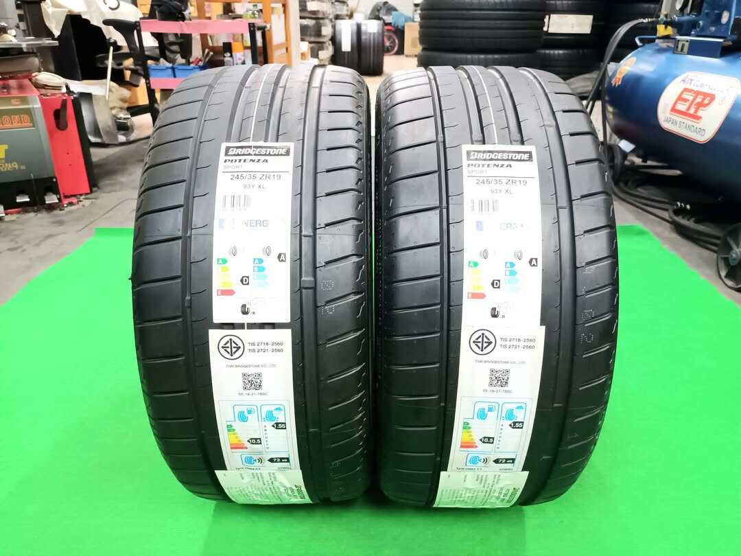 อุปกรณ์และชิ้นส่วนยานยนต์ Bridgestone ยางจากปีที่แล้ว 245/35R19 Potenza Sport ผลิตในปี 2025 พร้อม Pacific Air Valve ราคา 16,800 บาท*ส่งฟรี