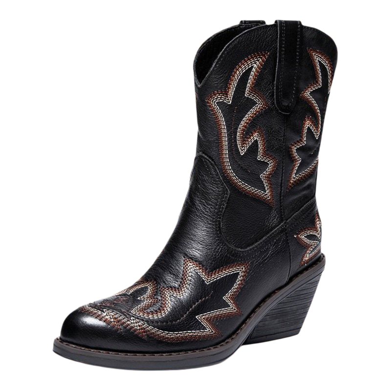 FAVMARTHA | Vintage Embroidered Height-Increasing Female Medium Boots ราคา 8,478 บาท*ส่งฟรี