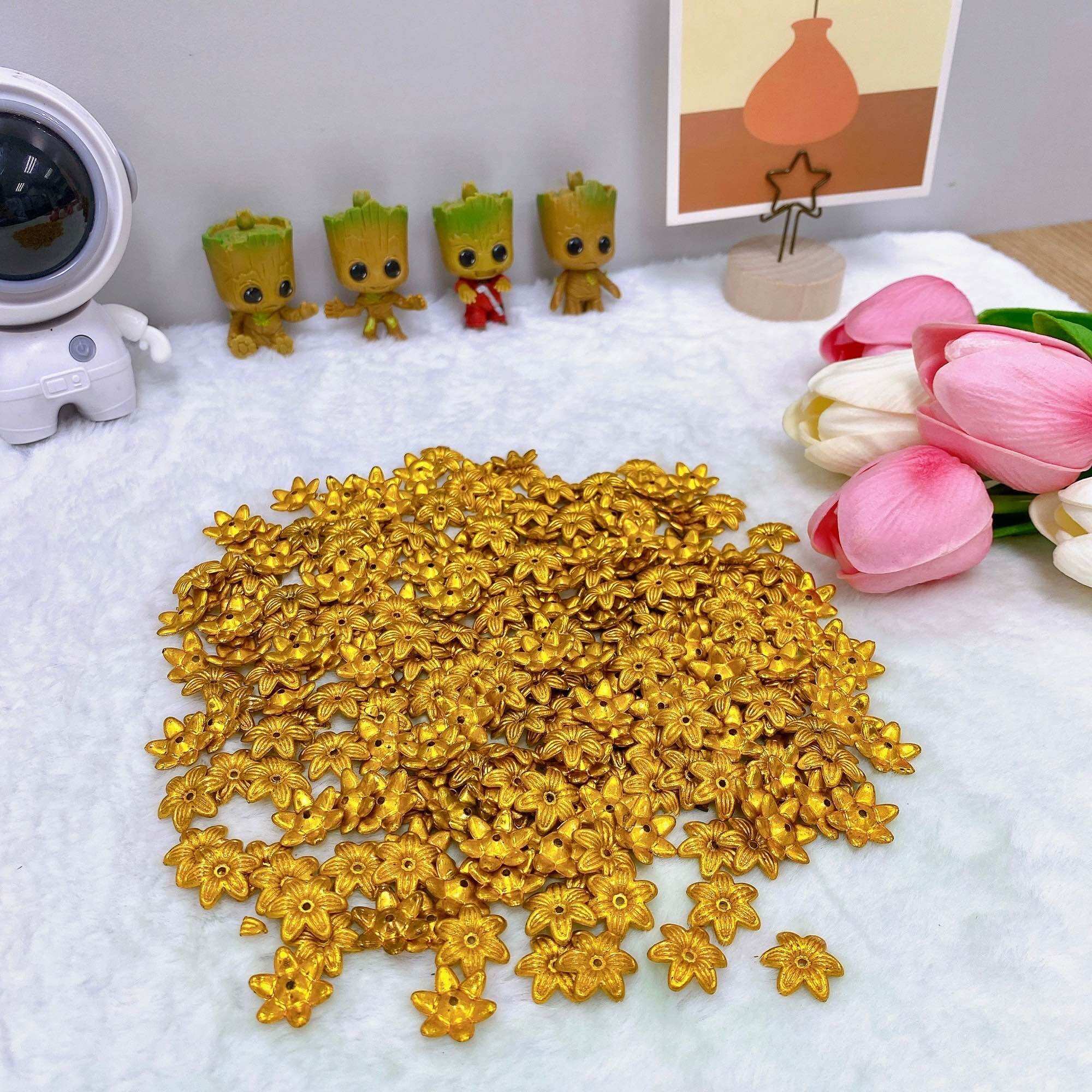 ดอกพิกุลเงินดอกพิกุลทอง🌼แพ็ค100ชิ้น(พร้อมส่ง📌)ตกแต่งเหรียญโปรยทาน