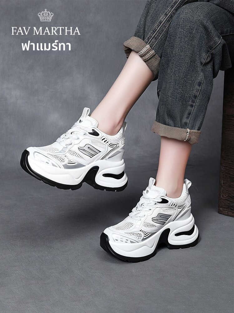 Elevating Platform Sneakers 2025 New Silver Soft Sole Women Shoes ราคา 7,960 บาท*ส่งฟรี