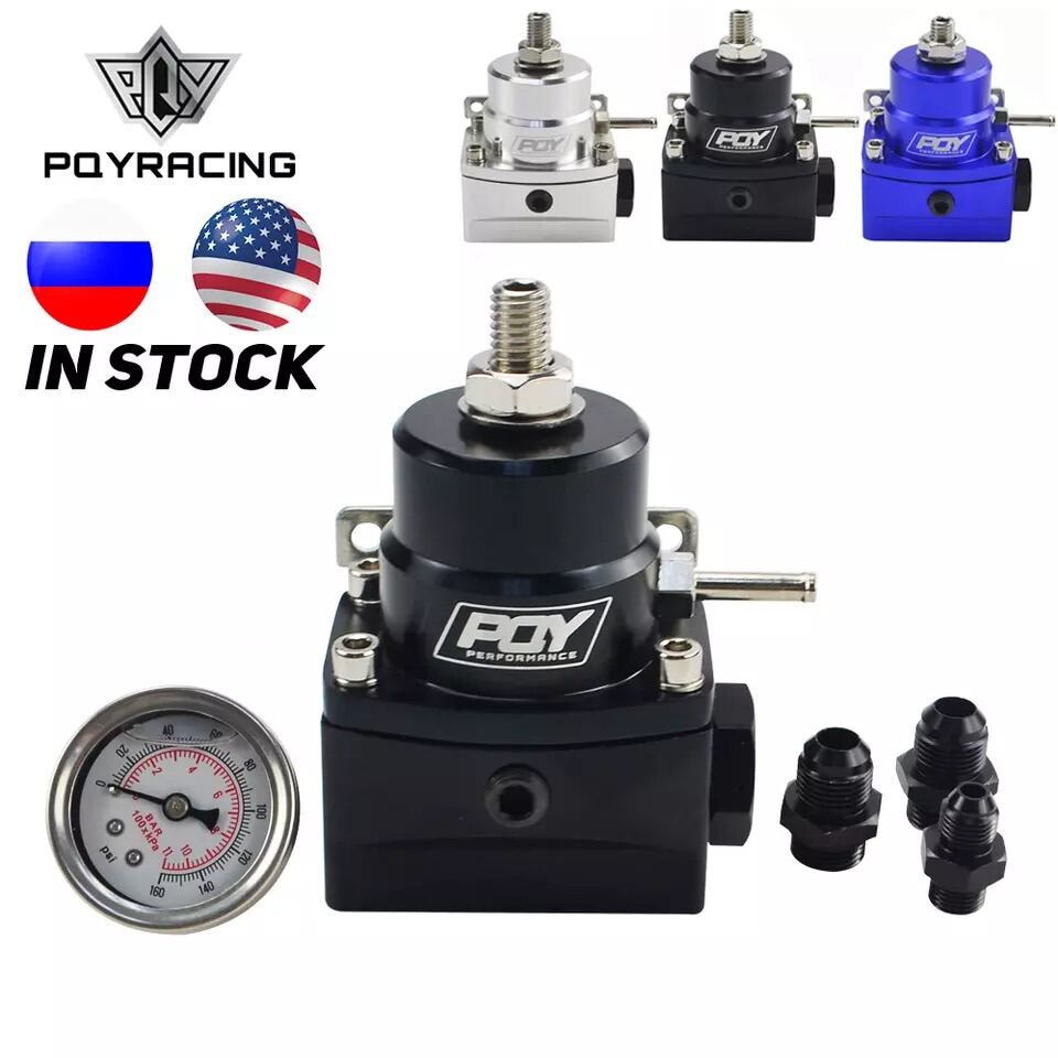 PQY AN8 High Rressure Fuel Regulator w/ boost - 8AN 8/8/6 EFI Fuel Pressure Regulator with gauge PQY7855 เร็กกูเรเตอร์