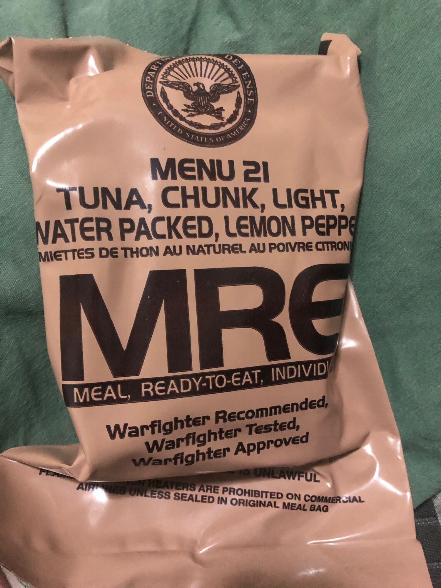 อาหารสำเร็จรูป อาหารพร้อมทาน MRE Menu 21 Lemon Pepper Tuna Lazada.co.th