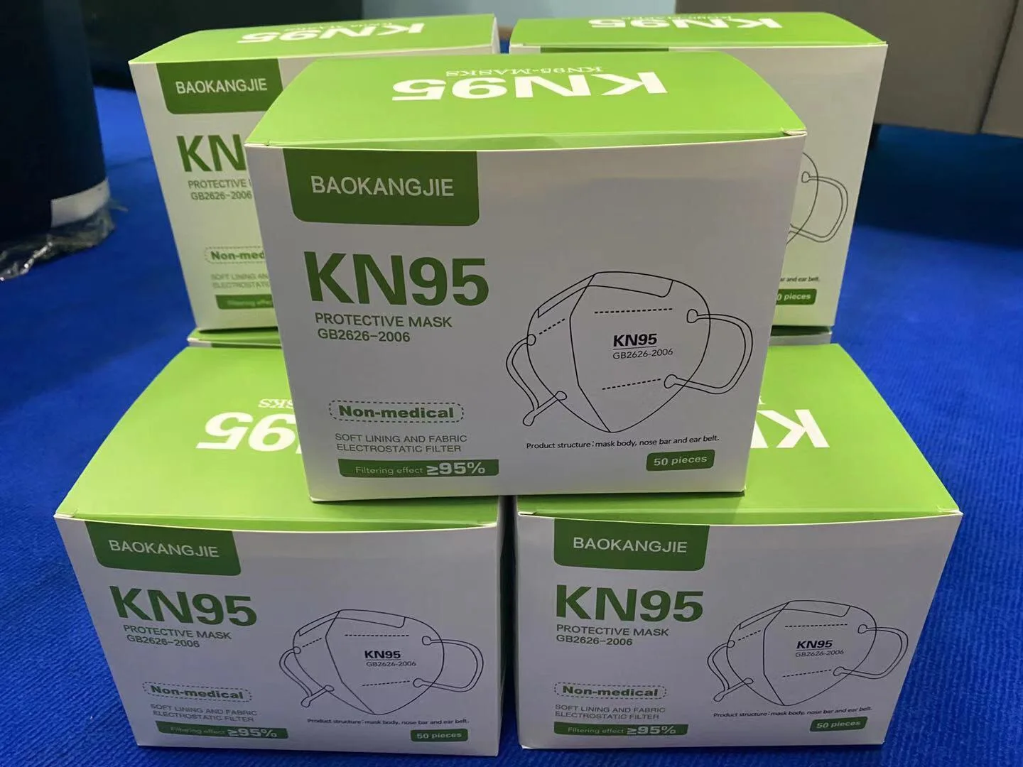 KN95 N95 ป้องกันได้อย่างดี หน้ากากอนามัย ราคายกกล่อง(เขียว)X50ชิ้น หน้ากากKN95 KN95 แมส แมสKN95 แยกซองละ2ชิ้น คุณภาพเกรดดี