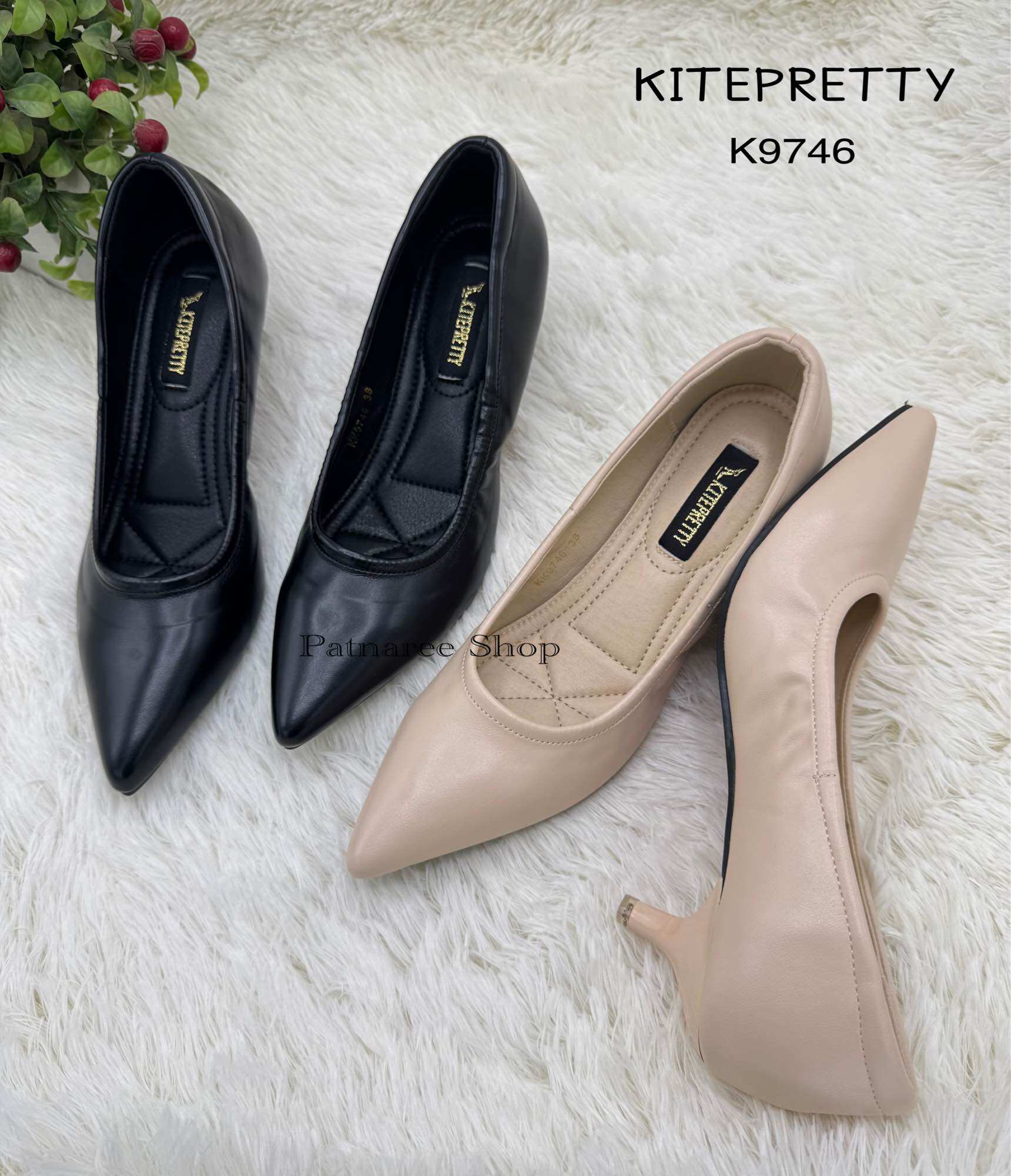 Kitepretty Model K9746, Soft Pu Leather Shoes, Heel Height Only 1.5 Inches, Size 35-40. ราคา 399 บาท*ส่งฟรี