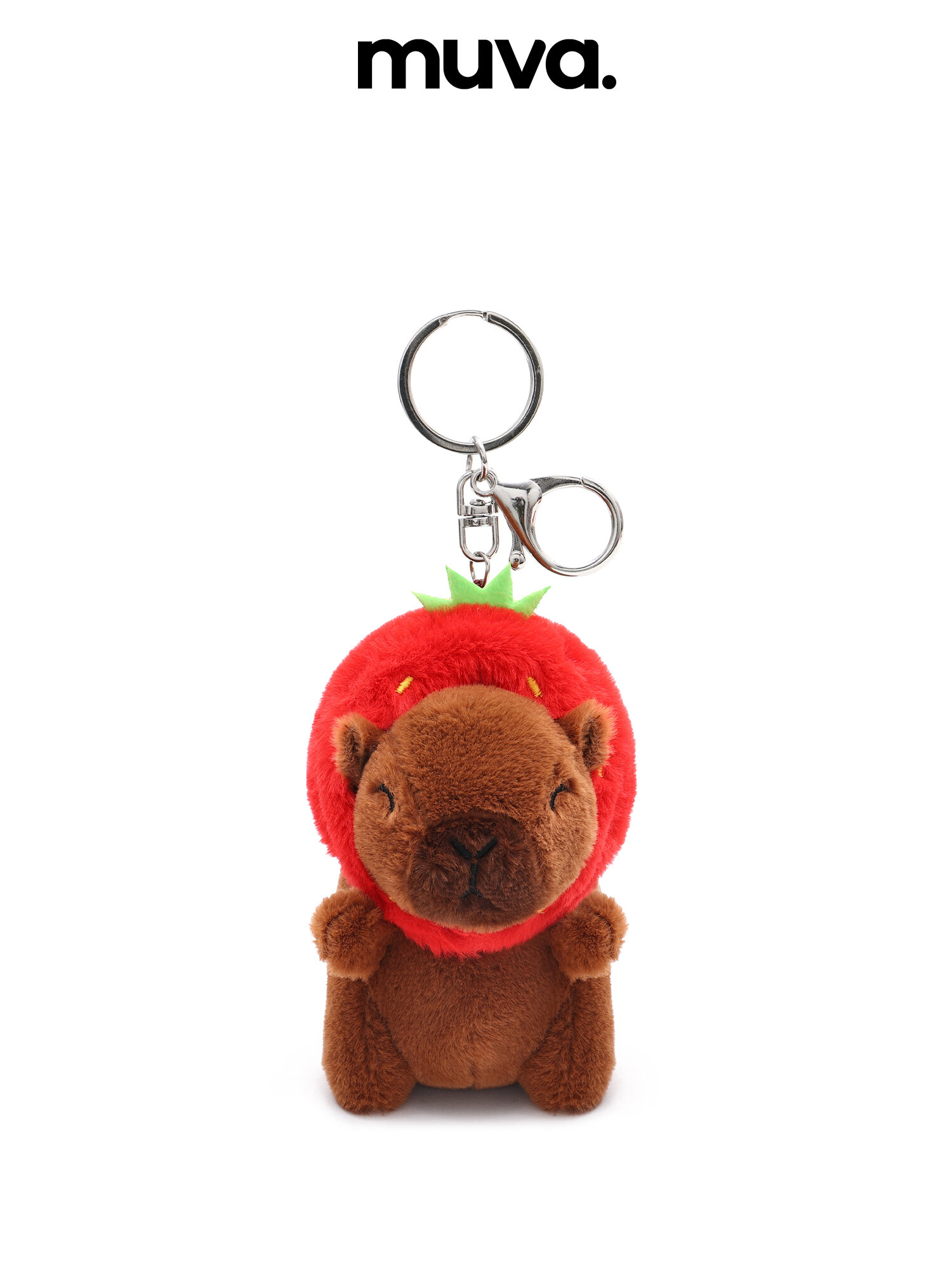 muva | Strawberry Capybara Plush Keychain Doll