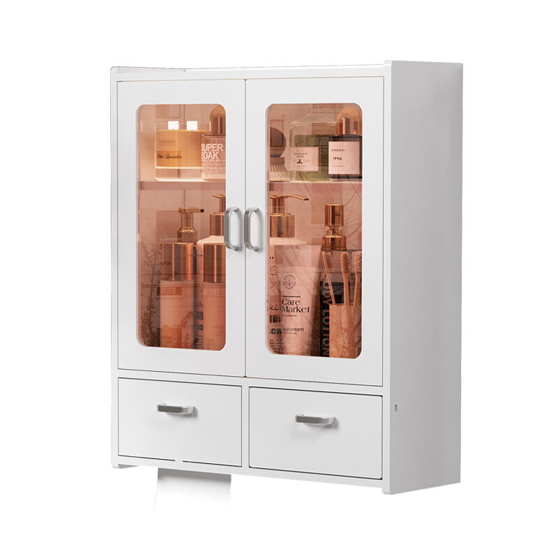 Bathroom Toilet Top Storage Rack Waterproof Wall Mounted Cabinet No Drilling Required North European Style PVC Material Organizer Shelf Harga  130 Ringgit*Penghantaran Percuma