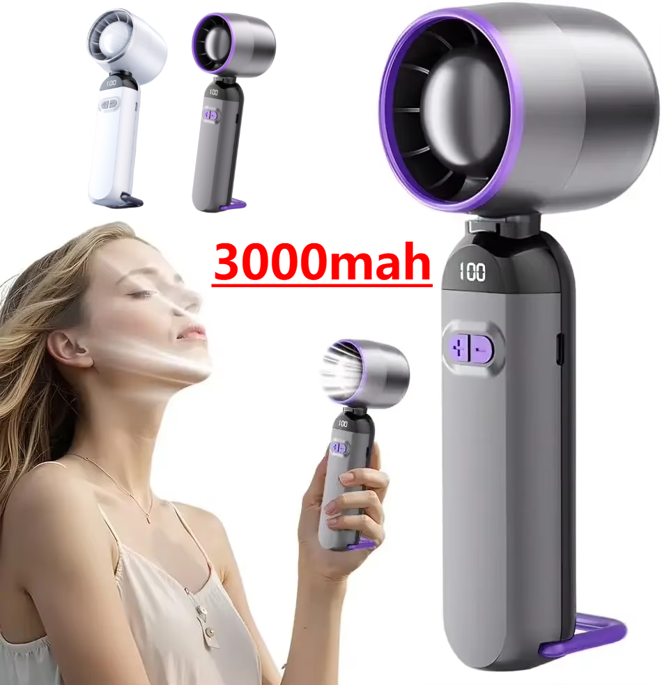 พัดลมเทอร์โบมือถือแบบพกพา LED Digital Display พัดลมระบายความร้อนแบบปรับได้ 3000mAh USB ชาร์จพัดลมไฟฟ้าสําหรับโฮมออฟฟิศ ราคา 102 บาท*ส่งฟรี