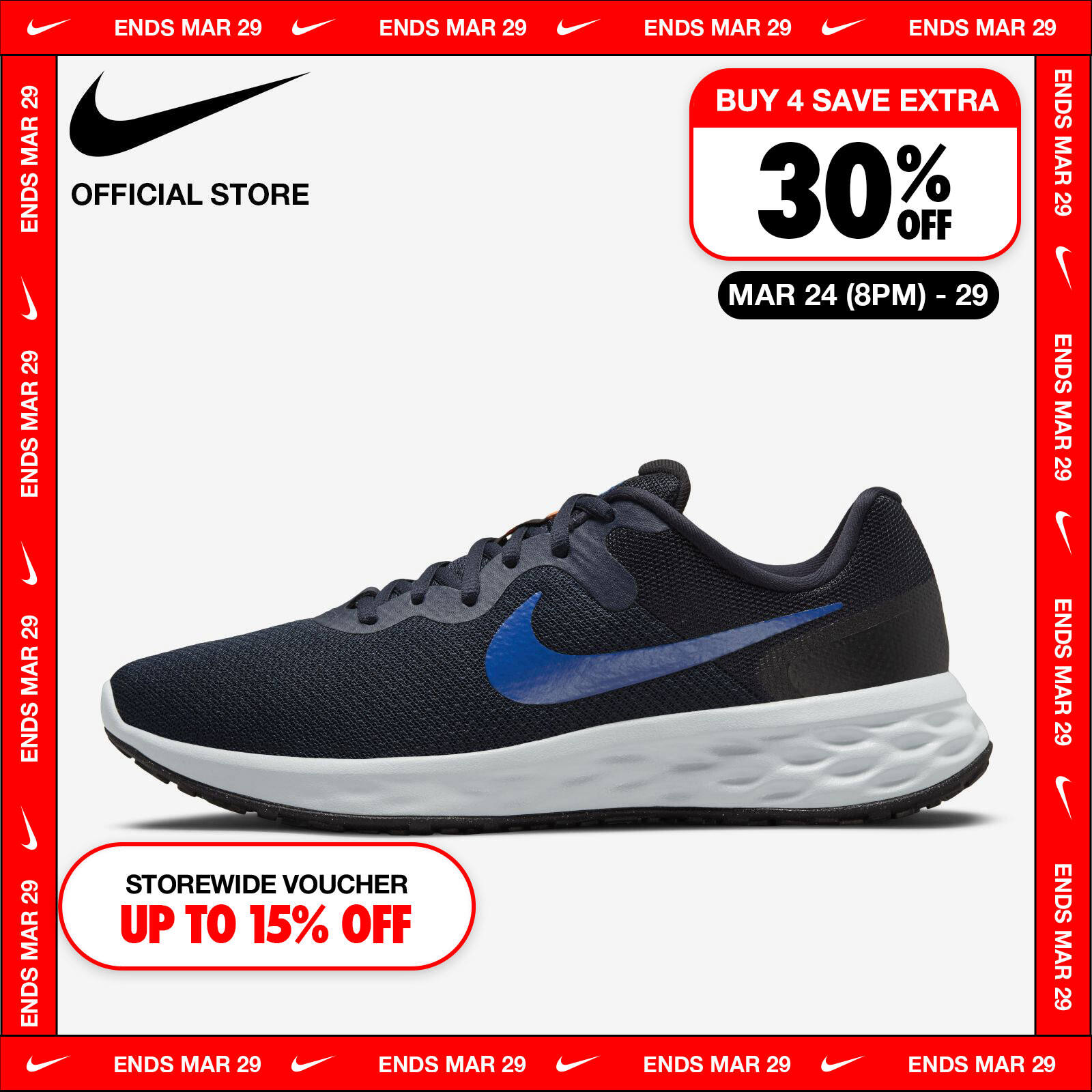 Nike Men's Revolution 6 Next Nature Shoes - Dark Obsidian ราคา 2,100 บาท*ส่งฟรี