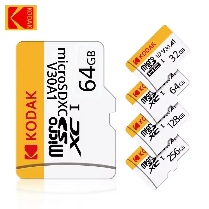 Kodak | การ์ดหน่วยความจำไมโคร SD ของแท้จาก KODAK U3 Class 10 ความจุ 16GB 32GB 64GB 128GB สำหรับโทรศัพท์ กล้องติดรถยนต์ และกล้องรักษาความปลอดภัย ราคา 369 บาท*ส่งฟรี