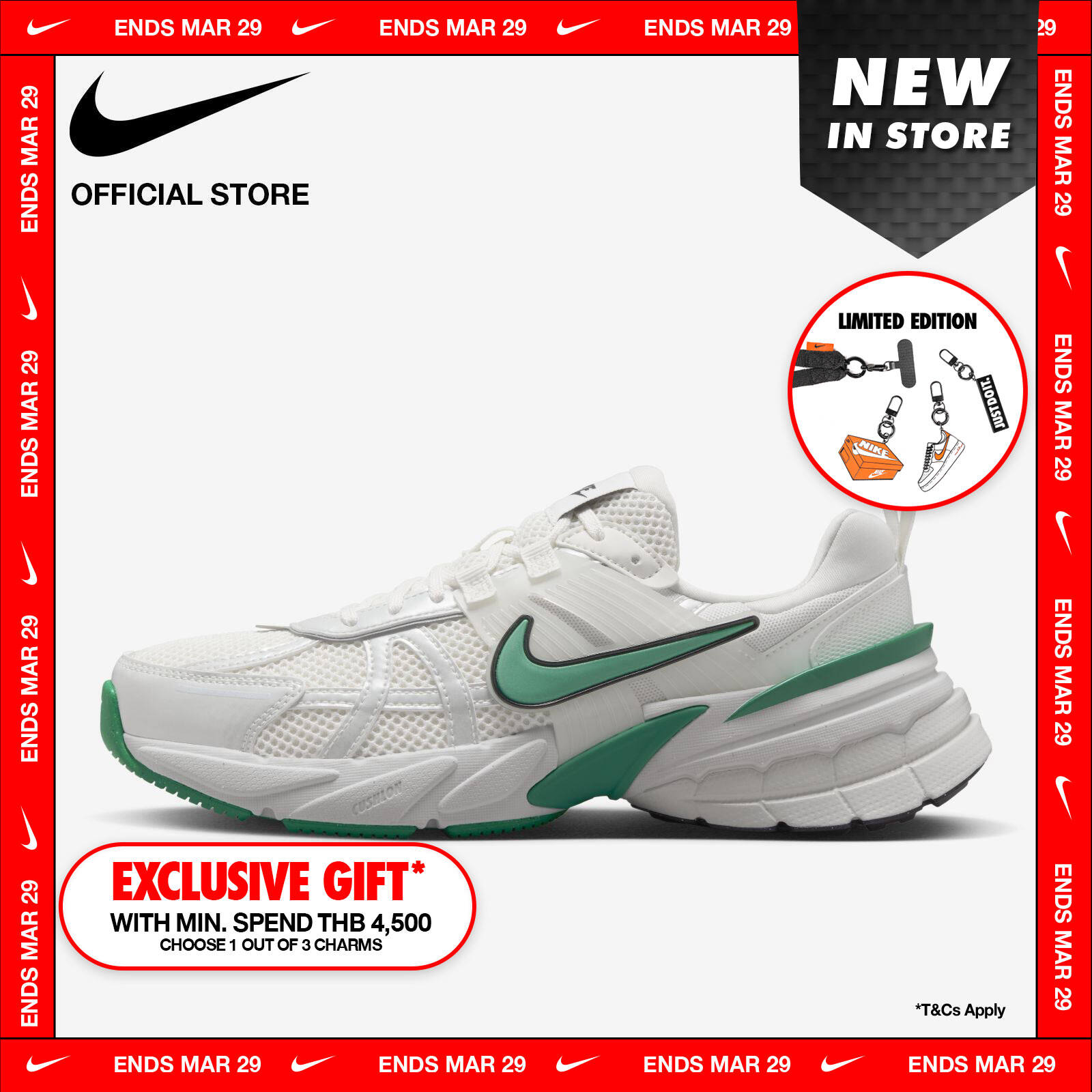 Nike Women's V2K Run Shoes - White ราคา 4,700 บาท*ส่งฟรี