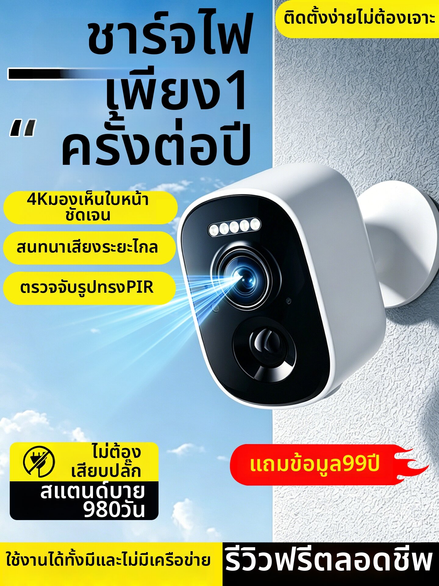 NEITOOH | Wireless Rechargeable High-definition Indoor & Outdoor Camera ราคา 849 บาท*ส่งฟรี