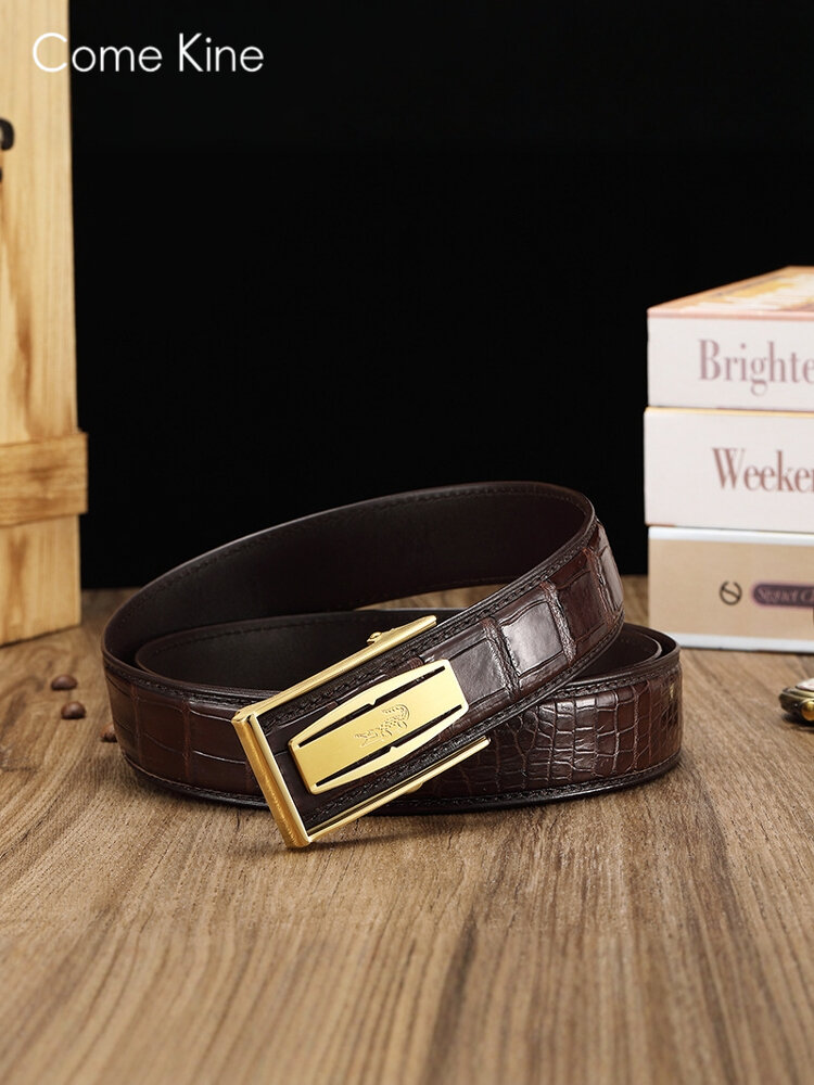 ComeKine | Authentic Crocodile Leather Smooth Automatic Buckle Belt ราคา 8,017 บาท*ส่งฟรี