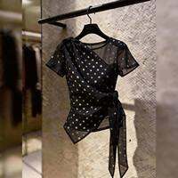 KUNAILIN | เสื้อผูกดีไซน์ลายจุดสีดำหรูหราสไตล์ฝรั่งเศส