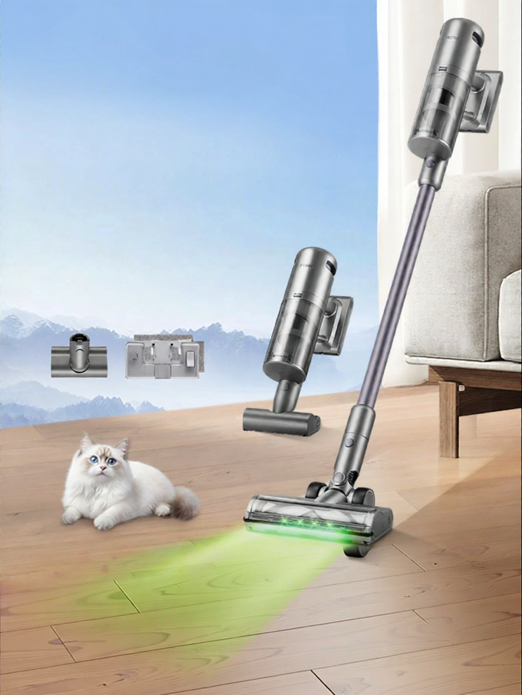 เครื่องดูดฝุ่น Haier ไร้สายแรงดูดสูงมือถือ Tangle-Free Green Light การตรวจจับฝุ่นอันทรงพลัง ขนสัตว์เลี้ยงอันทรงพลัง ราคา 12,411 บาท*ส่งฟรี
