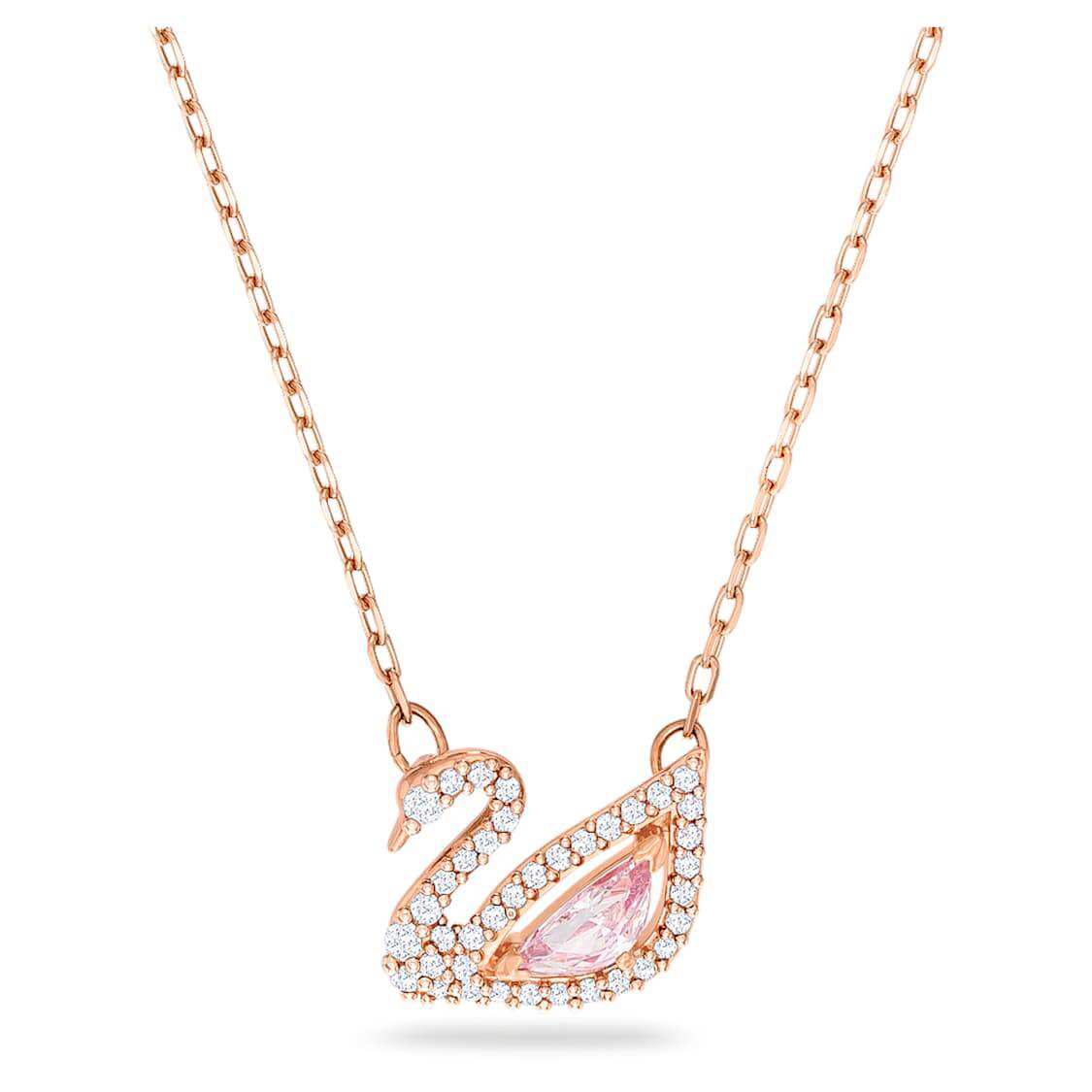 สร้อยคอแฟชั่น Swarovski แท้ Dazzling Swan สร้อยคอหงส์ ชมพู (Rose gold) [ทักแชทเช็คสต็อกก่อนสั่ง]