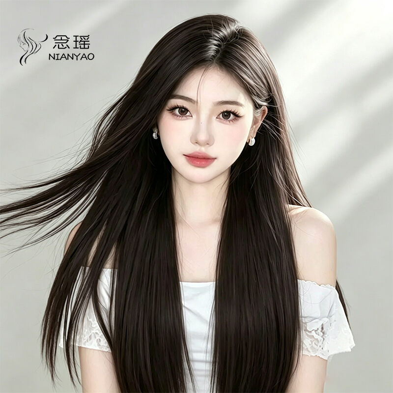 NIANYAO | Natural Invisible Straight Black Long Hair Full Wig ราคา 9,776 บาท*ส่งฟรี
