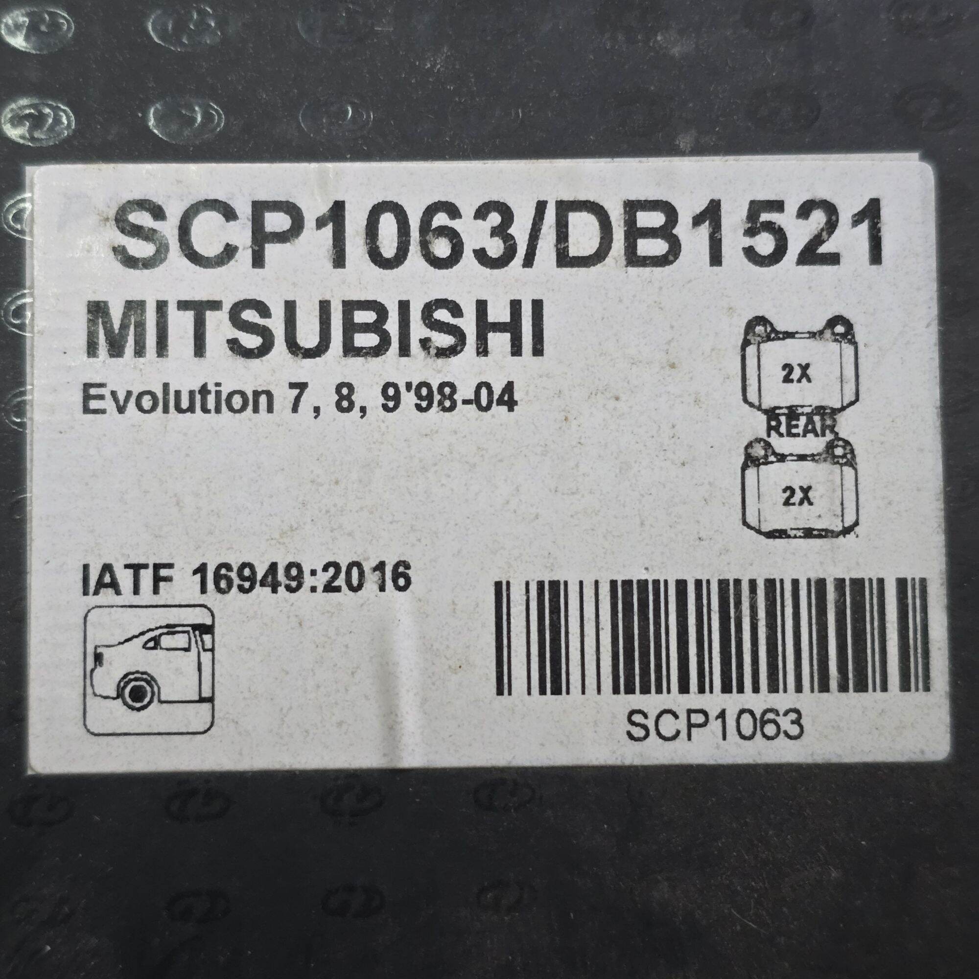 Gd Brake Pads Rear Brake Pads Rear Brake Pads Scp1063/Db1521 Mitsubishi Evolution 7, 8, 9 Year 1998-2004 Sound-Absorbing Pads Included ราคา 550 บาท*ส่งฟรี