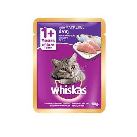 Whiskas Wet Cat Food, 80 g Packet. Wet Cat Food ราคา 17 บาท*ส่งฟรี