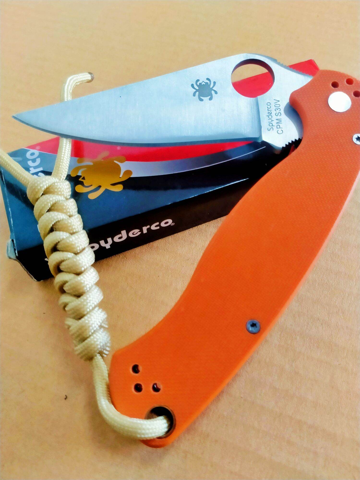 มีดพับ SPYDERCO golden Colorado USA EARTH 28.5CM. ถักเชือกพาราคอร์ด ...
