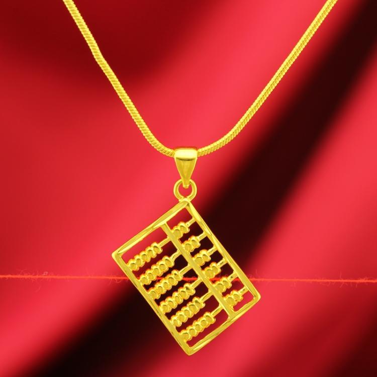 ลูกคิดชุบทองสีไม่หลุดลอกแฟชั่นของขวัญ3D 18K ทองชุบทองใช้นาน Gold Placer สร้อยคอเชือกแดงจี้