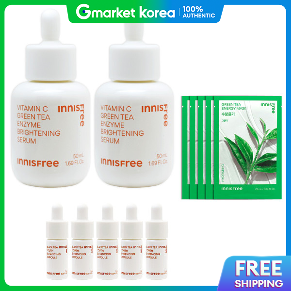 INNISFREE | (2 Units) Innisfree Vita C Green Tea Enzyme Blemish Toning Serum Large Capacity 50ml + Mask 5 ราคา 2,521 บาท*ส่งฟรี