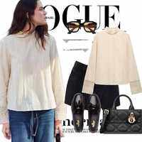 Zara Romantic guipure blouseแขนยาวผ้าฉลุสีครีมปลายแขนผ้าถักจะยาวๆตามแบบช่วงคอปีนผ้าถัก