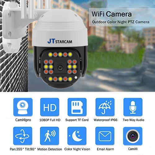 กล้องวงจรปิดก กล้องไร้สาย กังน้ำกันฝน กล้องip Cam กล้อง WiFi Camera camhi camera JTstarcam JT6880 ราคา 1,099 บาท*ส่งฟรี