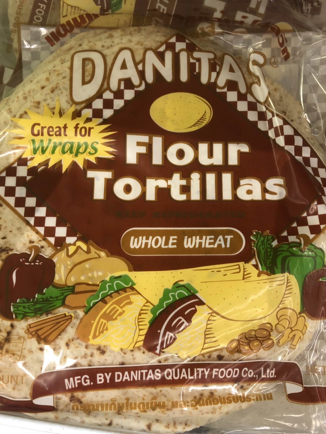 Danitas Whole Wheat Flour Tortillas 450g แผ่นแป้งดานิต้าโฮลวีท 9 นิ้ว 10 แผ่น