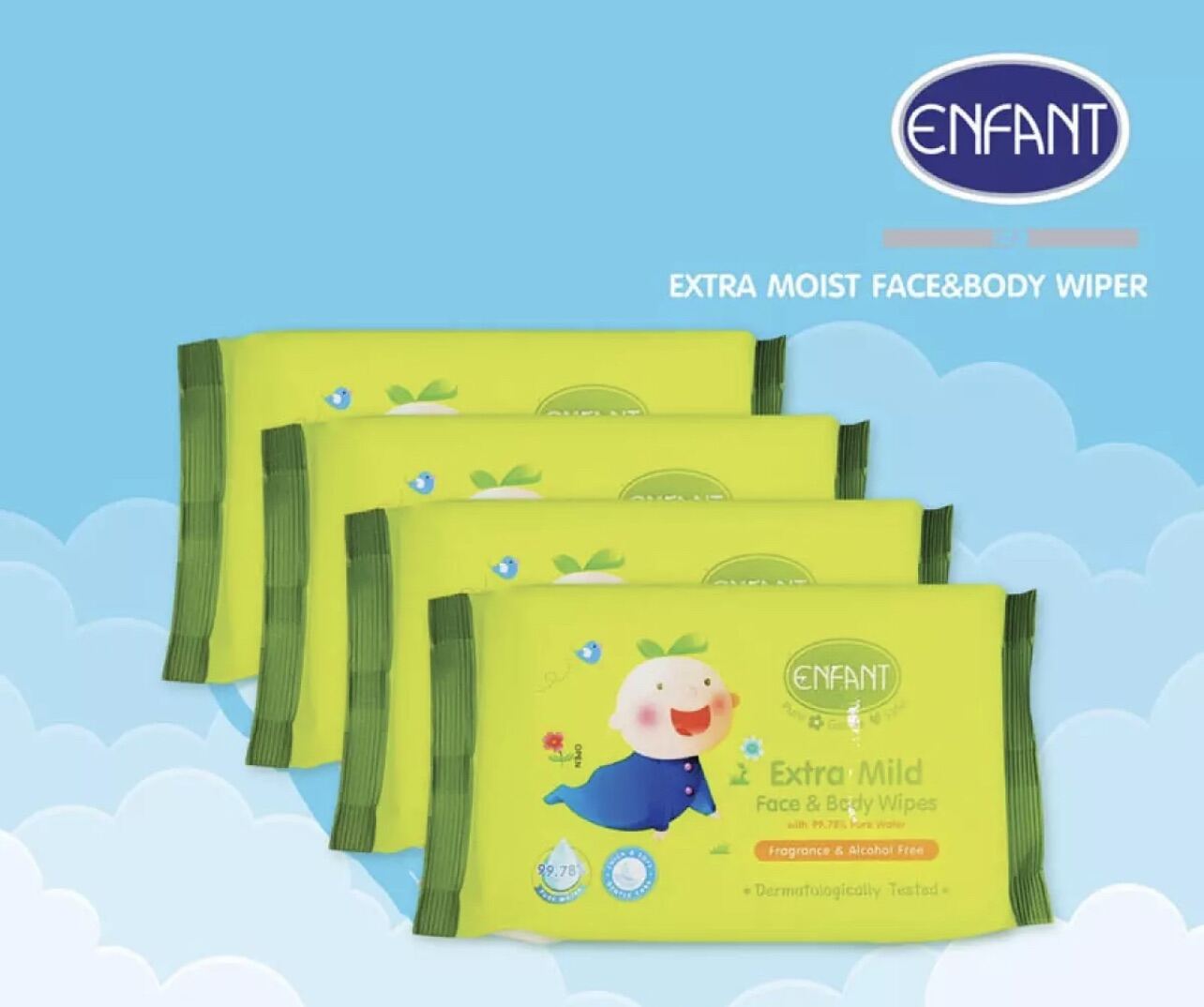 ENFANT EXTRA MILD FACE & BOBY WIPER (ทิชชู่เปียกสูตรน้ำแร่บริสุทธิ์)