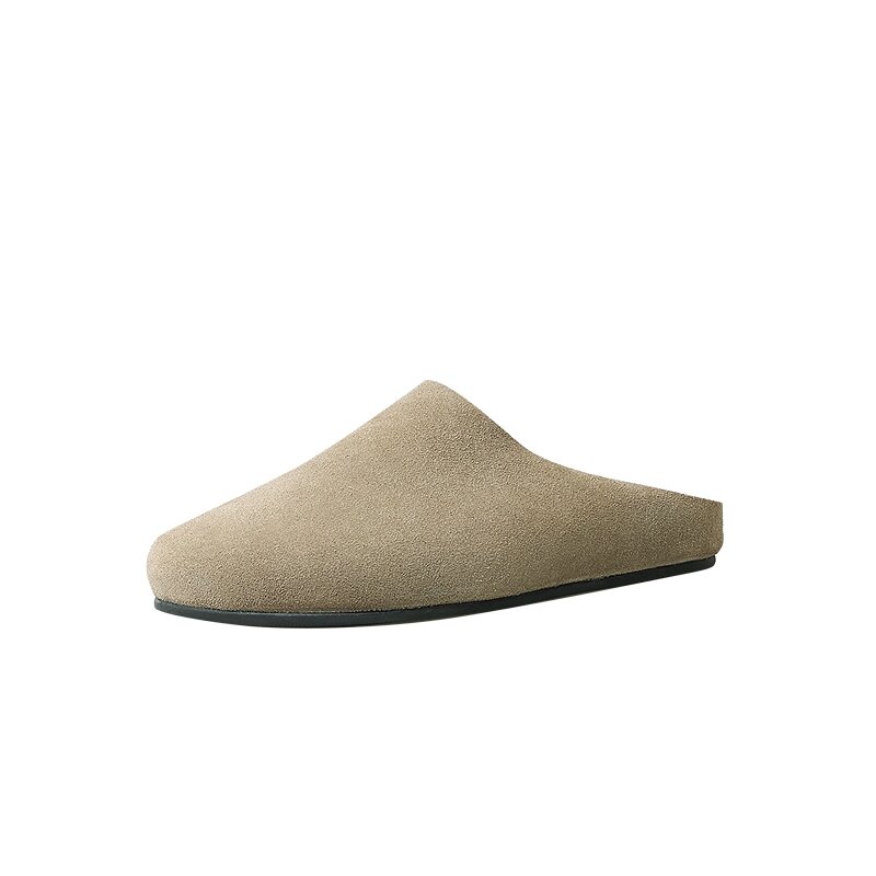 DEEP BREATH | Deep Breath Women's Genuine Cowhide Slip-On Mules Comfortable Casual Round Toe Flat Heel Rubber Outsole Solid Color Footwear ราคา 3,579 บาท*ส่งฟรี