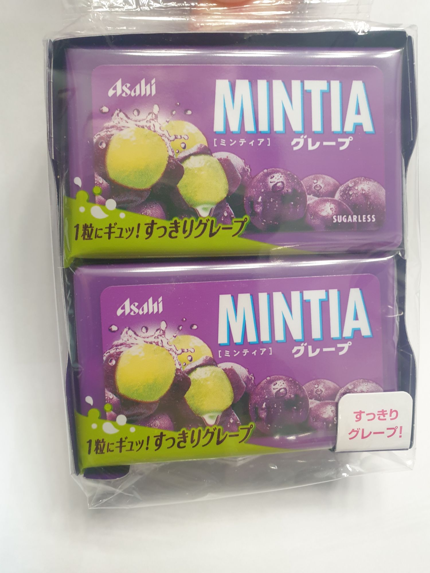 (แพ็ก10ชิ้น) Asahi mintia Grape (bbf.2/2022) เม็ดอม ลูกอม