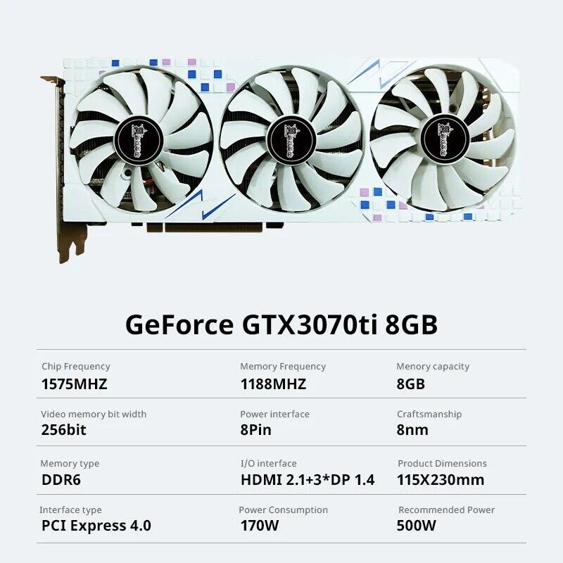 การ์ดจอ RTX 3070 3070Ti 8GB GDDR6เกม NVIDIA GPU 256bit HDMI * 1 DP * 3 ...