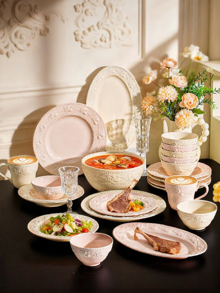 Yomerto | Luxury Embossed French Style Tableware Set ราคา 5,848 บาท*ส่งฟรี